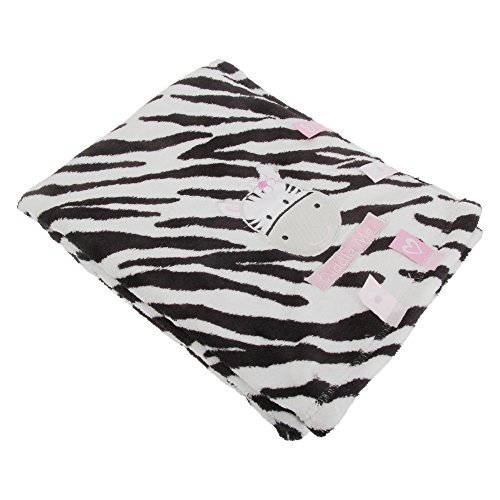 Baby Girls Leopard/Zebra Print Fleece Blanket With Embroidered Animal Design (76cm x 100cm) (Zebra Print)