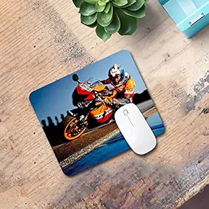 Woopme The Rider Bike Design Printed Decorative Mouse Pad for Kids Boys Girls Laptop/Computer/PC (20 x 24 CMS)