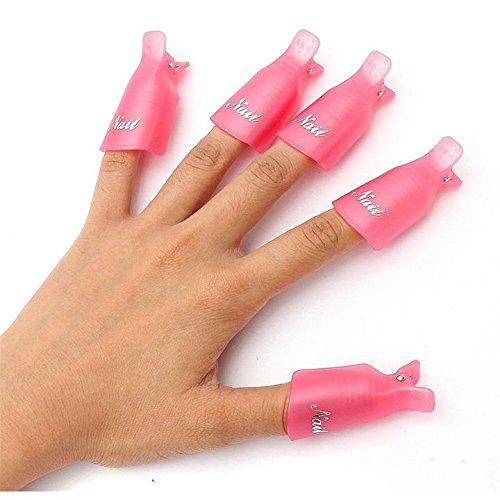 Honearn 10pcs Plastic Soak Off Caps + Trimmer Pusher Nail Cleaner Set