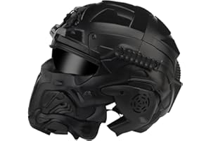 AQ zxdc Casco Tattico Protettivo Integrale, con Maschera per Cuffie, Occhiali, Ventola per L'appannamento, per Softair Paintball