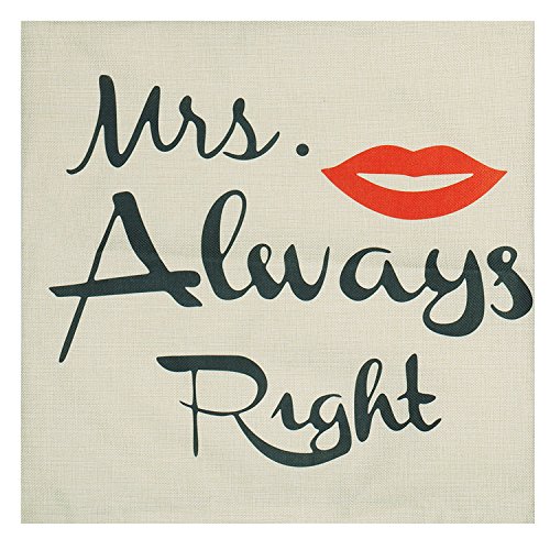 Luxbon 2x Kissenbezüge Mr Right Mrs Always Right Lendenkissen Wurfkissenbezug Pillowcase Cafe Haus Auto Deko 45 x 45 cm - 2