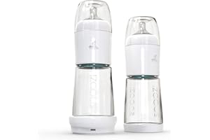 snoozi Set - 2x Nachtflasche mit Flaschenwärmer (2 Flaschen/Fütterungen pro Nacht), Babyflasche für die Nacht