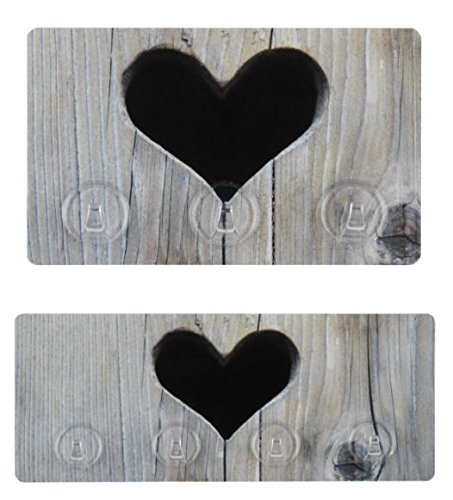 WENKO Static-Loc 2er Set Hakenleiste Herz - 4 & 3 Haken, Befestigen ohne bohren, Kunststoff, Mehrfarbig