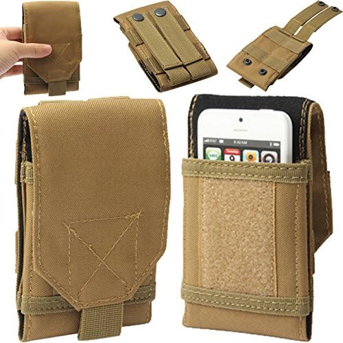 Universal Army Military Hiking Tactical Camo Bag Case Cover Pouch Belt Loop Hook Holster For Samsung Galaxy (A3 A300, A5 A500, Alpha G805, Avant, Beam2 G3858, Chat 322 / 333, Core (Advance, I8260, II, Lite, Plus, Prime G360)) - Khaki