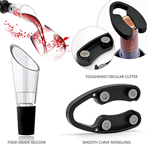 Luftdruck Flaschenöffner, Ankway Wein Korkenzieher Weinflaschenöffner mit Folienschneider, Vakuumverschluss und Weinausgießer (4 in 1) - 6