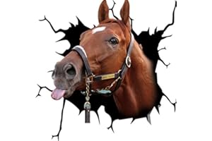 SHTGOI Adesivo 3D con testa di cavallo, decorazione per auto, carrozzeria e lunotto posteriore, adesivo decorativo per finestrini auto, laptop, frigorifero, 30 x 30 cm