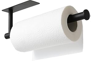 Eolax Barra Porta Carta Assorbente, Barra Porta Carta da Cucina Sottopensile, Barra Porta Asciugatutto, per Cucina, Autoadesivo o Si Installa su Parete Praticando Fori, Acciaio Inox SUS304, Nero