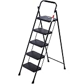 Perilla 51405 Stepper Wide 5 Digit Folding Ladder Eurotower Black