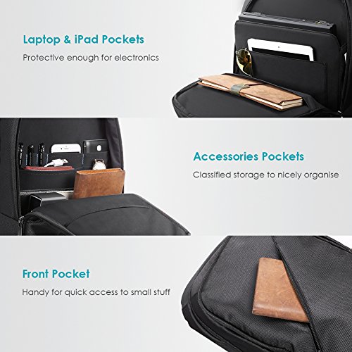 REYLEO Business Rucksack Herren 14 1 Zoll Laptop Tasche Schlanker Tagesrucksack F  r Die Arbeit Und Stadt Wasserdicht Schwarz RB01