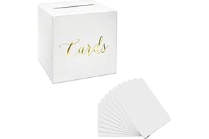 ONPERPOE Kartenbox Hochzeit Weiß Karten Box mit Goldfolien-Design Geschenkbox Geldbox mit 10 Stück Grußkarten Hochzeitskartenbox für Geldgeschenke Briefbox mit Schlitz für Geburtstag Baby Dusche Party Deko