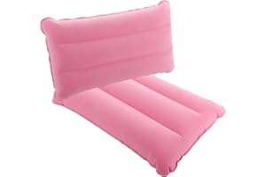 SUTAFOR Lot de 2 Oreillers Gonflables de Voyage Compacts, Portables Coussin de Plage pour Le Camping, Les Excursions 44x28 cm, Rose