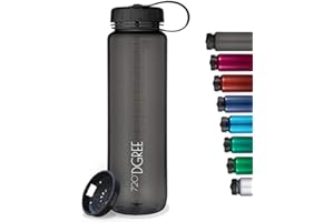 720°DGREE Butelka na napoje "simplBottle" – 1 l – szczelna butelka na wodę – sportowa butelka do uprawiania sportu, na siłownię, fitness, rower, dla dzieci, do szkoły i biura, nie zawiera BPA