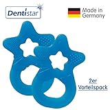 Dentistar® Beißring Set für Babys ab 3 Monate - Stern - Zahnungshilfe Baby aus TPE, Kühlbeißring reicht bis an die Backenzähne, Made in Germany