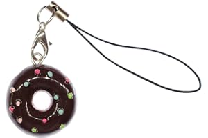Miniblings Donut czekoladowy doughnut zawieszka do telefonu komórkowego ozdoba na telefon brązowy wypieki ciasto słodkie- ręcznie robiona modna biżuteria I wisiorek biżuteria do telefonu komórkowego breloczek do kluczy, 25mm