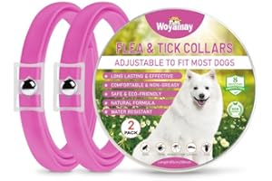 Woyamay Collare Antiparassitario per Cani, 8 Mesi di Protezione Collare Antipulci Cane, Regolabile Resistente All'acqua 65cm Collari Antiparassitari per Cani Per Tutte Le Taglie, Rosa (2 Pezzi)