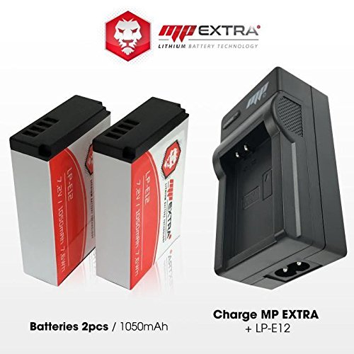 MP Extra LP-E12 Pack 2 batteries   chargeur Europe US   adaptateur allume-cigare pour Canon EOS Noir