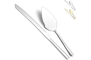 HOMQUEN Set Di Coltelli E Server Per Torte Nuziali,Set Da Taglio Per Torte In Acciaio Inossidabile Per Matrimoni,Include Tagliatorte E Server Per Torte Per Matrimoni,Feste,Famiglia (Argento Lucido)