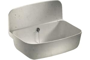 Sanit 60.001.B6.0099 Évier mural en plastique résistant aux chocs, granit, capacité 13,5 l, trop-plein, accessoires