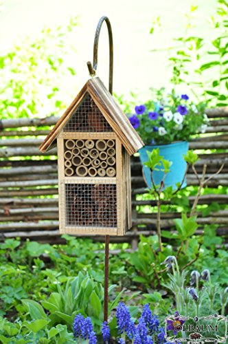 Große Nistkästen Insekten Insektenhotels, Kombi Metallstiel HD-MMS gebrannt geflammt schwarz natur Deko Insektenhäuschen – biologischer ökologischer natürlicher Pflanzenschutz – ökologische biologische natürliche Blattlausbekämpfung – Insektenhotels, Kombi Metallstiel komplett mit Schäferstab und zum Aufstellen – Tolle Farbwahl – Marienkäferhaus Schmetterlinge Gartendeko Gartendekoration Marienkäfer Marienkäferkasten Schmetterlingshaus - 2