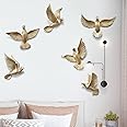 Pinnacle Hand Crafted Gold Finish Decorative Birds|Aluminium Wall Decor & Wall Hangings Birds Items Wall art for Living Room, Dining Room|Flying Birds Set for Decorative Room, Hall, Office - Set of 6