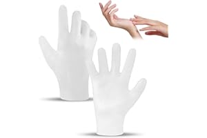 CGBOOM Gants hydratants en silicone - Gants de spa - Gants de sommeil en silicone réutilisables pour les soins des mains féminins - Réparation sèche et fissurée - Doux - 1 paire - Blancs