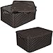 Produktbild Rattan Korb M mit Deckel 39x29cm Kunststoff Aufbewahrungsbox Dekobox Box Kiste (Dunkelbraun)