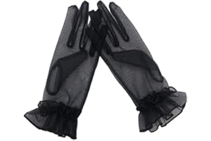 Hoseirty Damen Handschuhe Kurz Tüll Hochzeit Party Braut Handgelenk Länge Vintage Transparent Teeparty Abend Ball Oper Party Handschuhe