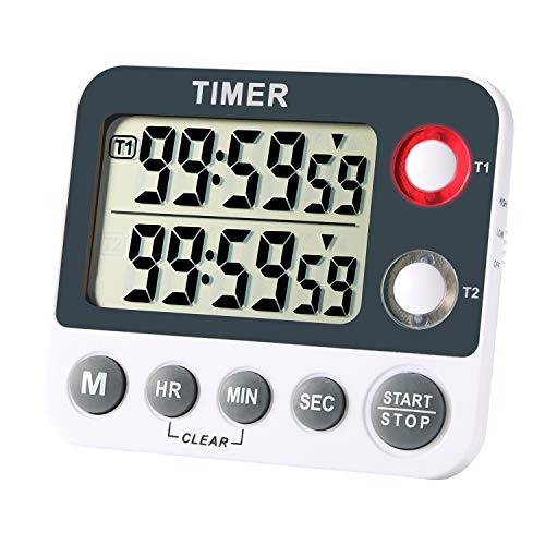 Aimilar Countdown Timer da Cucina Digitale Magnetico Grande Schermo Orologio 2 Gruppi di canali 99 Ore Laboratorio
