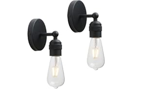 Yosoan 2pcs Vintage Sconce Wall Lights, Nordic Loft Edison Up/Down Wall Light Fittings, E27 Light Fixture for Restaurant Corridor Dining Room Kitchen Bedroom Cafe Bar (Black)
