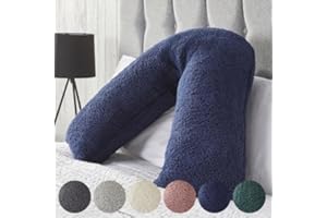 DOWNLAND BEDDING Huggleland Teddy V Shape Super Soft and Supportive Complete Pillow (navy)