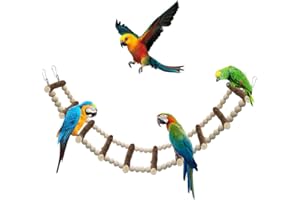 PHIEZC Giochi per uccelli, scale in legno, giocattoli per pappagallini, accessori per gabbie per pappagalli, calopsitte, cacatua, (scala a 10 sezioni, 64 cm)