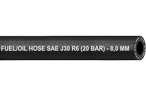 BK-PowerTCS Manguera por metros,manguera de gasolina,manguera de aceite,manguera de combustible,tubo de combustible para gasolina,combustible diésel,certificado SAE J30 R6 (diámetro interior: 8,0