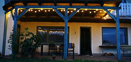 LED Lichterkette Bunt oder Warmweiß Partylichterkette LEDs stabile Kugeln IP44, Farbe:Warmweiß;Länge:12 m - 7