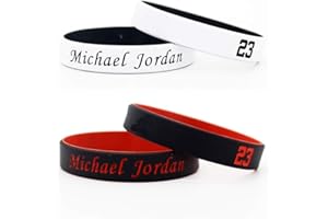 FANWENFENG Basket-Ball Star Signature Double Couleur Fans Bracelets Sport Absorber Sueur Bracelet en Silicone 4 Pcs (MJ23)