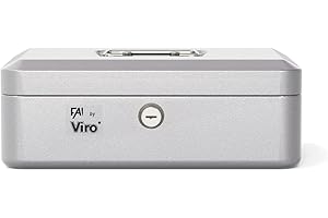 Viro |Cassetta di Sicurezza, Portavalori con Maniglia di Presa in Acciaio sul Coperchio, Argento Metallizzato, 300x240x90 mm