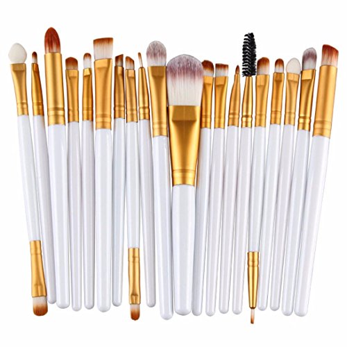 Tonsee® 20PCS Set Brosse Pro Makeup Brush Tools Make-up Toiletry Kit Wool Makeup Brush (White+Gold)