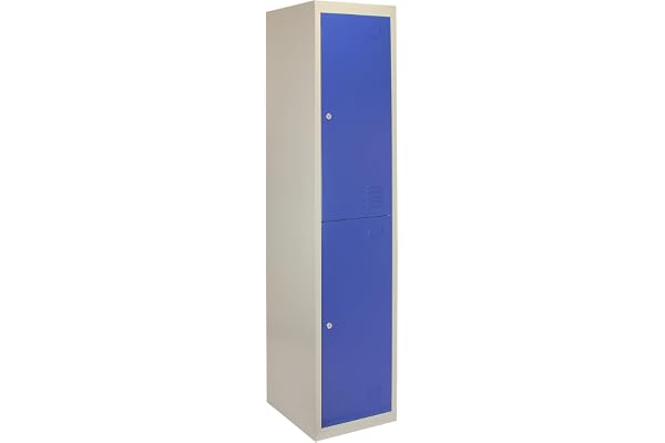 Monster Racking Casier de rangement verrouillable avec 2 portes métalliques - Emballé à plat - En acier - Bleu et gris - Unité pour le personnel, la salle de sport, l'école - 1 rail et 1 étagère -