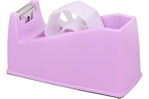 QILIMA Desktop Tape Dispenser Adhesive Roll Holderwith Weighted Nonskid Macaron Purple (Fits 1" & 3" Core)
