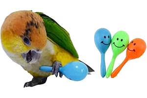WACURRENTHYD 3PCS- Colourful Mini Ball Sand Hammer Parrot Rattle Shaker Musical Sound Toy Intelligent Sand Hammer Toys for Parakeets Canaries Cockatiels Conure Lovebirds(Random Color)