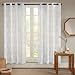 Produktbild Voile Vorhänge mit Ösen Jacquard Wellenmuster Ösenschal Ösenvorhang Gardine Dekoschal Adele Wohnzimmer Elegant, Offwhite (2er-Set, je 213x152cm)