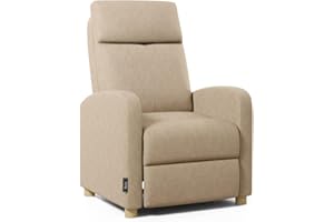 ZZ DON DESCANSO - Sillon Relax Reclinable Tela Verona (63x74x105cm). Sillón Reclinable Compacto con Reposapiés, Apertura Push, 2 Posiciones y Posición Cero, Butaca Reclinable hasta 160º (Arena)