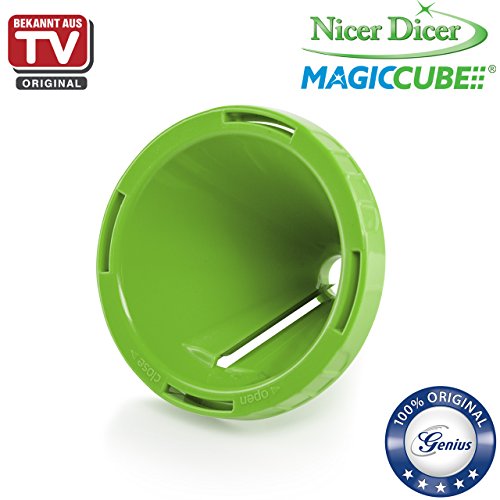 Genius Nicer Dicer Magic Cube | 23 Teile | inkl. XXL-Messereinsätze | Kombi-Set und Behälter | Schneiden | Reiben | Julienne | Spiralen | Hobeln | Würfeln | Obst- und Gemüseschneider | Bekannt aus TV | NEU - 7