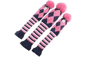 Craftsman Golf Knit Pom Pom 3-teiliges Schlägerhauben-Set, Vintange-Sockenüberzüge für Fahrer und Hölzer