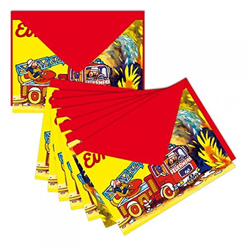 16-teiliges Set: 8 Einladungskarten mit 8 Umschläge * FEUERWEHR * für Kindergeburtstag vom Lutz Mauder Verlag // 25824 // Kinder Geburtstag Einladung Karten Feuerwehrmann Feuerwehrauto - 3