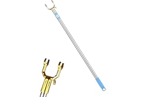 LONGGOUK Wardrobe Hook Pole, the Newly Upgraded 1.5 Meters (59in) Retractable Pole Hook, Tretractable Clothing Reach Pole, Hanger Pole Suitable for Wardrobe, Clothes Line, Closet Hook, Clothes Rail (Blue)