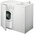 Mobile Lavatoio Coprilavatrice In Bilaminato Bianco Con Lavatrice A Bianco 1 Anta E Vasca Coprilavatrice A Sx E Vasca A Dx L109cm P60cm H92cm Cr 80572571