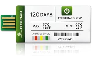 FRESHLIANCE FOCUS ON FRESH AND SAFE LIFE ONLY Freshliance USB Temperatur Datenlogger mit 30000 Messwerte, Einweg Temperaturschreiber mit PDF CSV Berichten, hohe Genauigkeit 120 Tage 1 Packung einmalig Kühlkette, Fresh Tag 1
