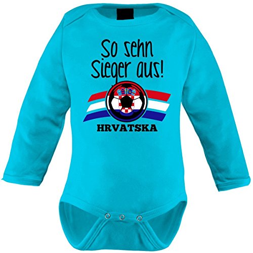Mikalino Langarm Babybody So sehn Sieger aus Hrvatska Kroatien, Farbe:atoll;Grösse:12-18 Monate-