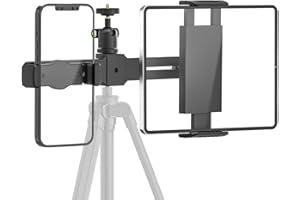 Cenawin Tablet Tripod Mount, Tripod iPad Holder with Swivel 1/4" Ball Head for LED Ring Light, Tablet Tripod Adapter with 2 Holders for iPad Pro, iPad Air, iPad Mini, 4.7-12.9" Tablets Cell Phones