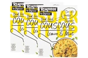 Realfoods by Organico | Organic Lemon & Mint Couscous – Zesty Flavoured Quick-Cook Durum Wheat Grain, Light & Refreshing, Vegan, 250g (Pack of 3)